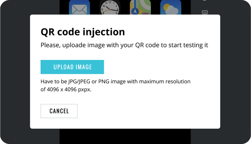 QR and barcode injection feature in Mobitru Cloud and On-prem Mobile app testing.